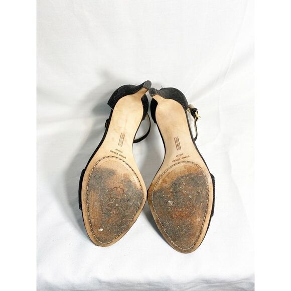 Vince Camuto Black Sparkly Ankle Strap Heels - Picture 5 of 5